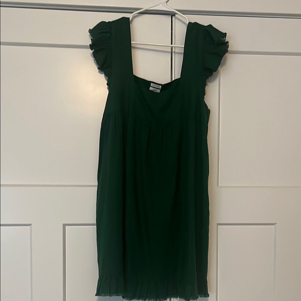 Green Ruffle Sleeve Dress